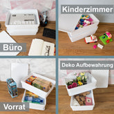 Ordnungsbox mit Deckel - stapelbar - DINA4-Format - 12 cm hoch 36,5x26x12 cm - 11 Liter - Ordnungskorb